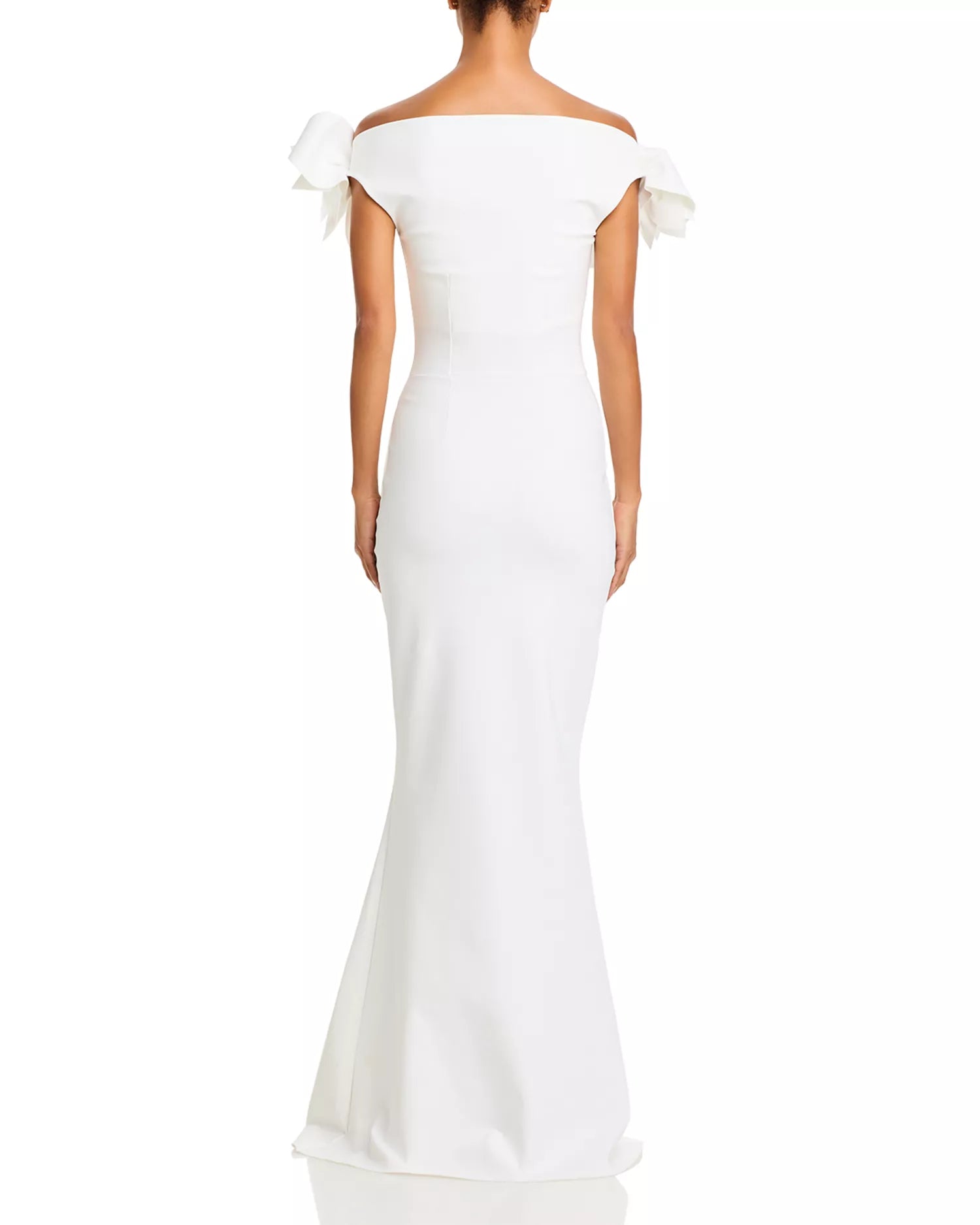 Chic Mermaid Off the Shoulder Bow Accent Cutout Bodice Floor Length For Adults Prom Dress