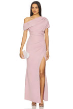 Chic Mermaid One Shoulder Short Sleeve Open Back Floor Length Evening Dress