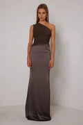 Chic Mermaid One Shoulder Sleeveless Color Black Floor Length Female Prom Dress
