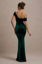Chic Mermaid One Shoulder Sleeveless Draped Collar Floor Length Evening Dress