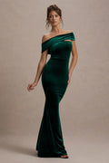 Chic Mermaid One Shoulder Sleeveless Draped Collar Floor Length Evening Dress