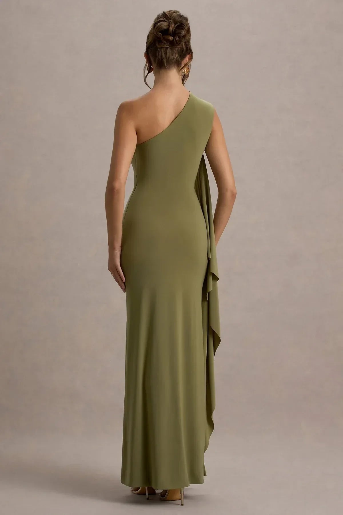 Chic Mermaid One Shoulder Sleeveless Draped Side Floor Length Evening Dress
