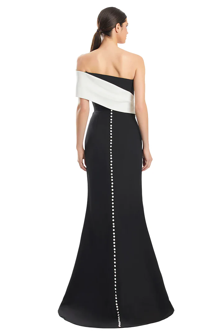 Chic Mermaid One-Shoulder Sleeveless Pearl Back Floor Length Prom Dress