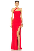 Chic Mermaid One Shoulder Sleeveless Ruched Detail Slit Front Floor Length Evening Dress