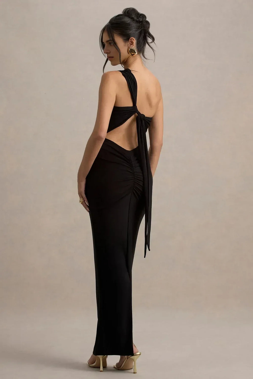 Chic Mermaid One Shoulder Sleeveless Tie Back Floor Length Evening Dress
