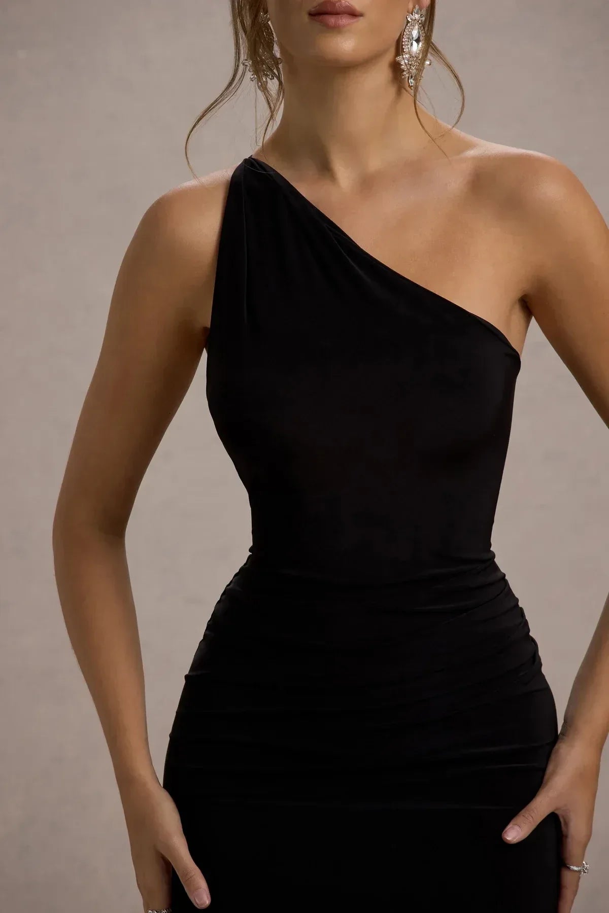 Chic Mermaid One Shoulder Sleeveless Tie Back Floor Length Evening Dress
