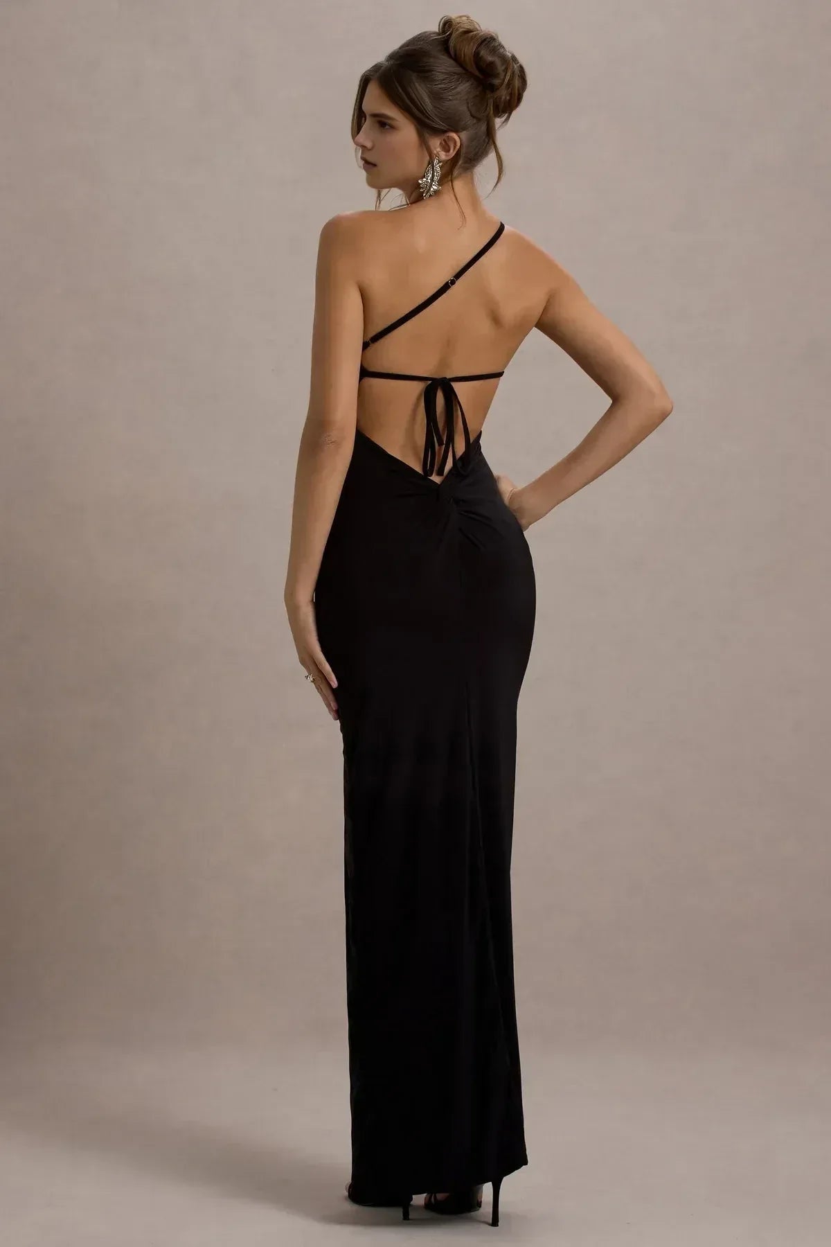 Chic Mermaid One Shoulder Sleeveless Tie Back Floor Length Evening Dress