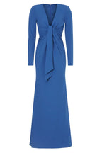 Chic Mermaid Plunge Neck Long Sleeve Knot Front Floor Length Plus Size Prom Dress