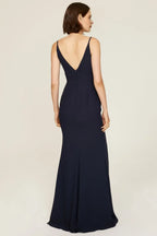 Chic Mermaid Plunge Neck Sleeveless High Slit Floor Length Plus Size Prom Dress