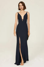 Chic Mermaid Plunge Neck Sleeveless High Slit Floor Length Plus Size Prom Dress