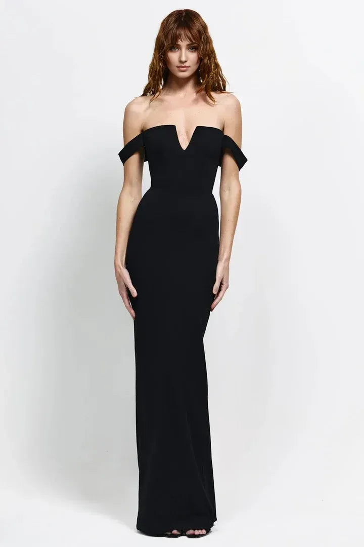 Chic Mermaid Plunging Off the shoulder Open back Floor length Prom Dress