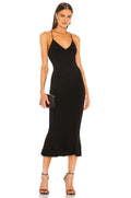 Chic Mermaid Plunging V Neck Sleeveless Open Back Midi Length Evening Dress