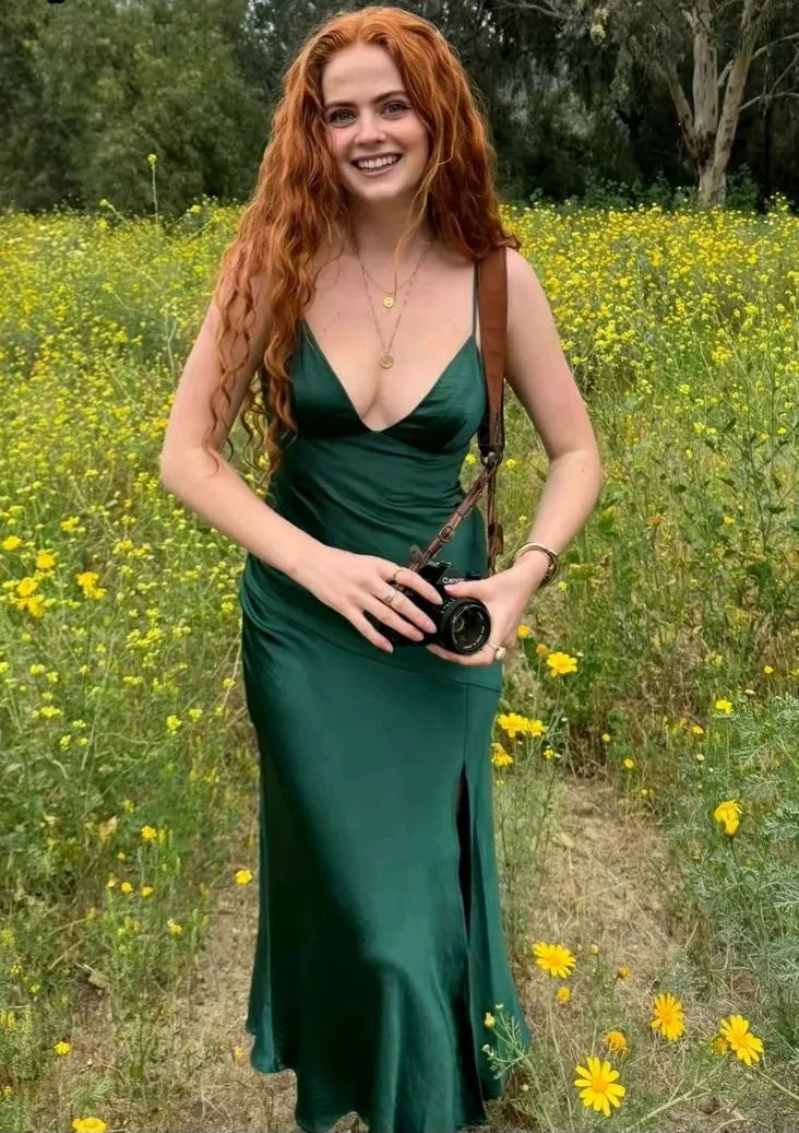 Mermaid Spaghetti Strap V-Neck Sleeveless Floor-Length Casual Maxi Dress