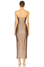 Chic Mermaid Strapless Plunging Neck Ruched Slit Floor Length Evening Dress