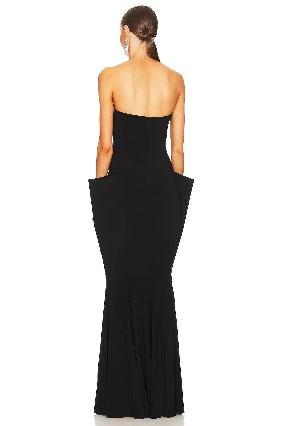 Chic Mermaid Strapless Sleeveless Statement Pocket Floor Length Evening Dress