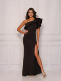 Chic Mermaid Sweetheart One Shoulder Open Back Floor Length Prom Dress