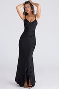 Mermaid V-Neck Spaghetti Strap Low Back Floor-Length Cocktail Dress