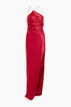 Chic Sheath Asymmetric Halter Sleeveless Open Back High Slit Floor Length Plus Size Evening Dress