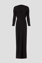 Chic Sheath Asymmetric Neck Long Sleeve Draped Back Floor Length Plus Size Prom Dress