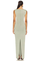 Chic Sheath Asymmetric Neck Sleeveless Ruched Back Slit Front Floor Length Evening Dress