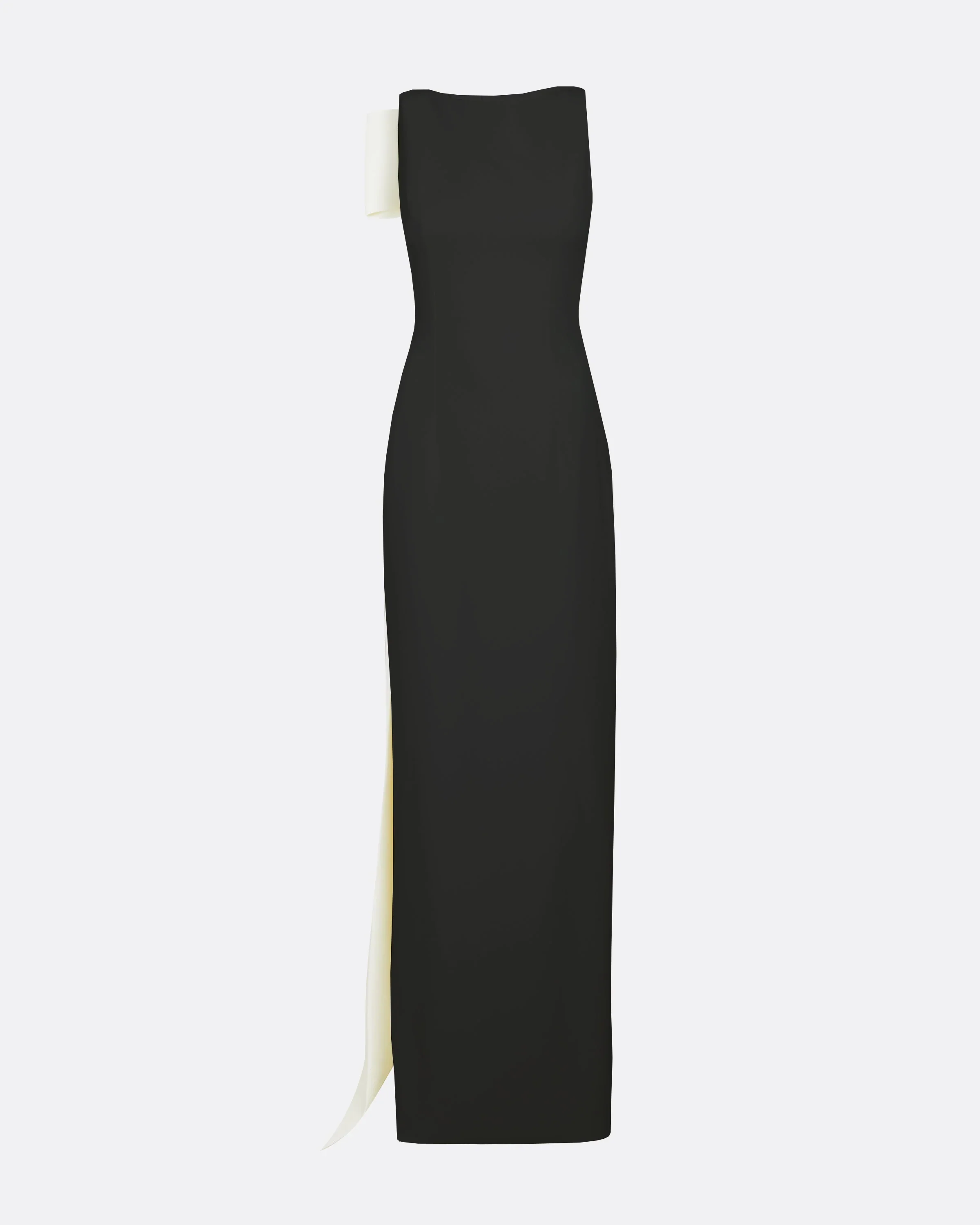 Chic Sheath Asymmetric Shoulder Bow Detail Floor Length Plus Size Evening Dress