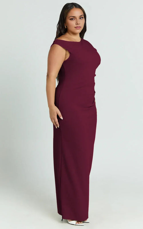 Chic Sheath Asymmetric Shoulder Ruched Side Floor Length Plus Size Evening Dress