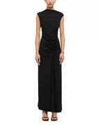 Chic Sheath Boat Neck Cap Sleeve Ruched Bodice Floor Length For Women Prom Dress