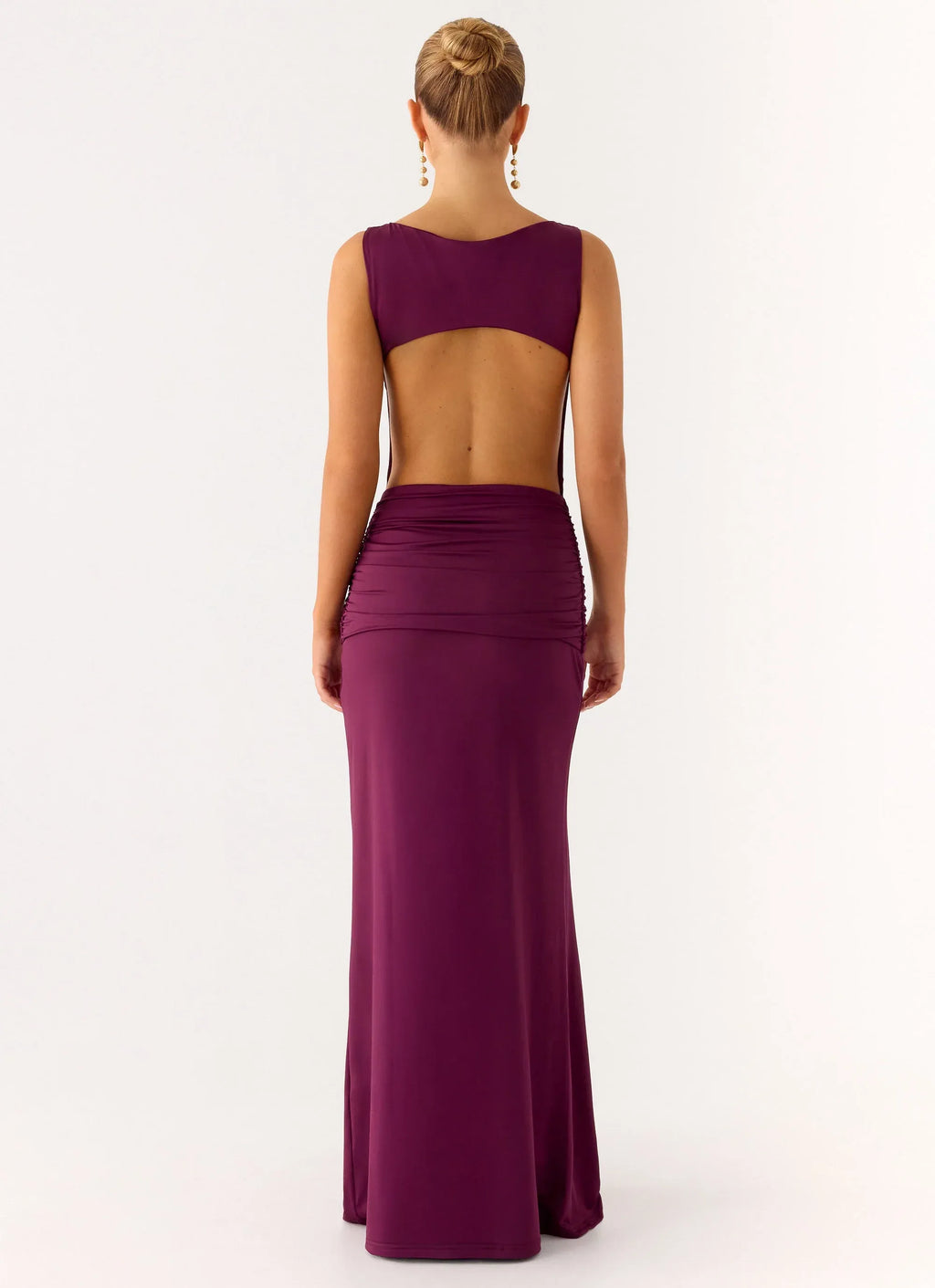 Chic Sheath Boat Neck Sleeveless Cutout Back Floor Length Plus Size Evening Dress
