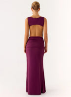 Chic Sheath Boat Neck Sleeveless Cutout Back Floor Length Plus Size Evening Dress