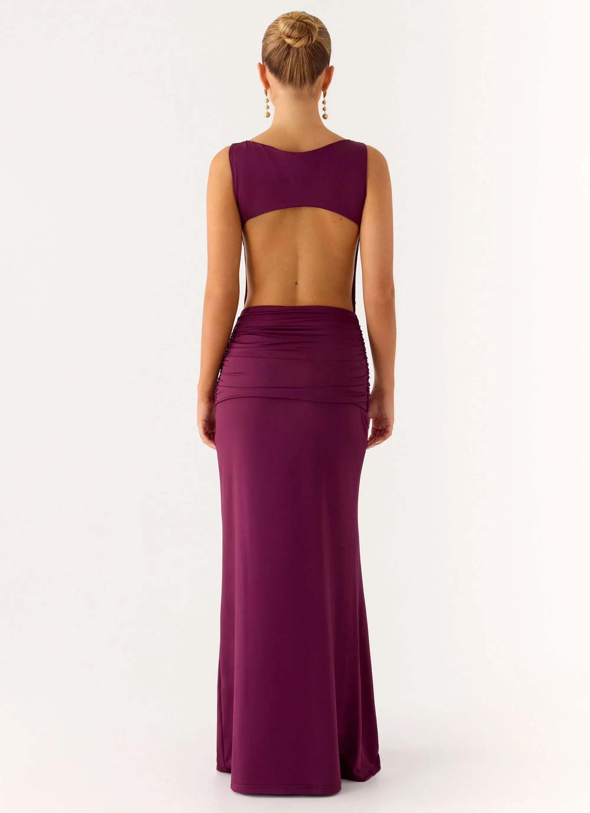 Chic Sheath Boat Neck Sleeveless Cutout Back Floor Length Plus Size Evening Dress