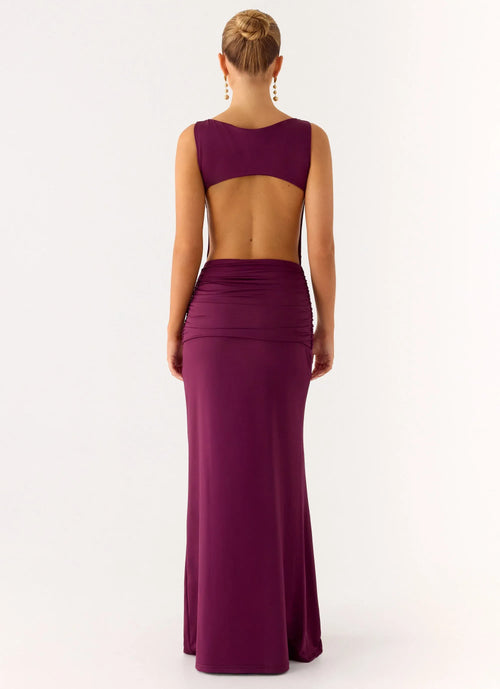 Chic Sheath Boat Neck Sleeveless Cutout Back Floor Length Plus Size Evening Dress