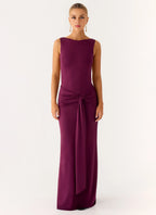 Chic Sheath Boat Neck Sleeveless Cutout Back Floor Length Plus Size Evening Dress