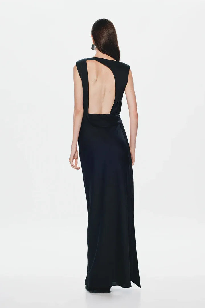 Chic Sheath Boat-Neck Sleeveless Cutout Back Floor Length For Ladies Prom Dress