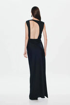 Chic Sheath Boat-Neck Sleeveless Cutout Back Floor Length For Ladies Prom Dress