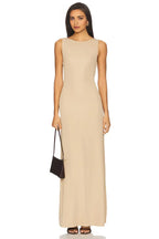 Chic Sheath Boat Neck Sleeveless Cutout Twist Back Floor Length Prom Dress