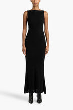 Chic Sheath Boat Neck Sleeveless Fitted Back Floor Length Plus Size Prom Dress