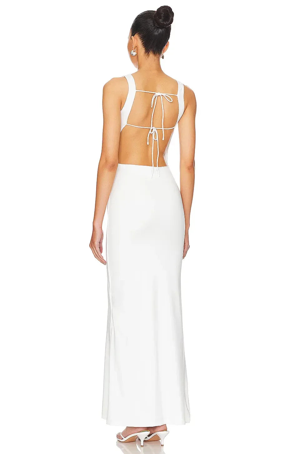 Chic Sheath Boat Neck Sleeveless Tie Back Floor Length Evening Dress