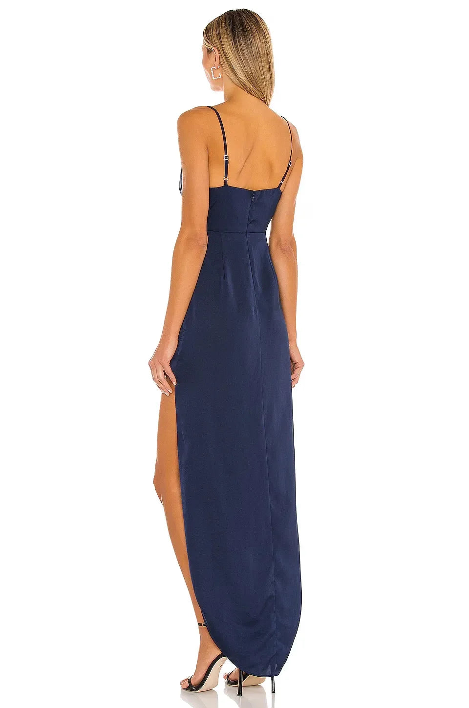 Chic Sheath Cowl Neck Sleeveless Asymmetric Slit Floor Length Evening Dress