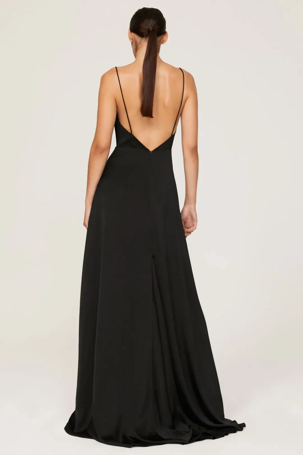 Chic Sheath Cowl Neck Sleeveless Open Back High Slit Floor Length Plus Size Prom Dress