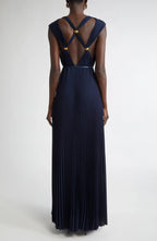 Chic Sheath Crew Neck Sleeveless Criss Cross Back Floor Length Evening Dress