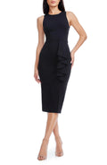 Chic Sheath Crew Neck Sleeveless Plain Back Midi Length Evening Dress