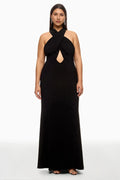 Chic Sheath Crisscross Halter Neck Sleeveless Open Back Floor Length Plus Size Prom Dress