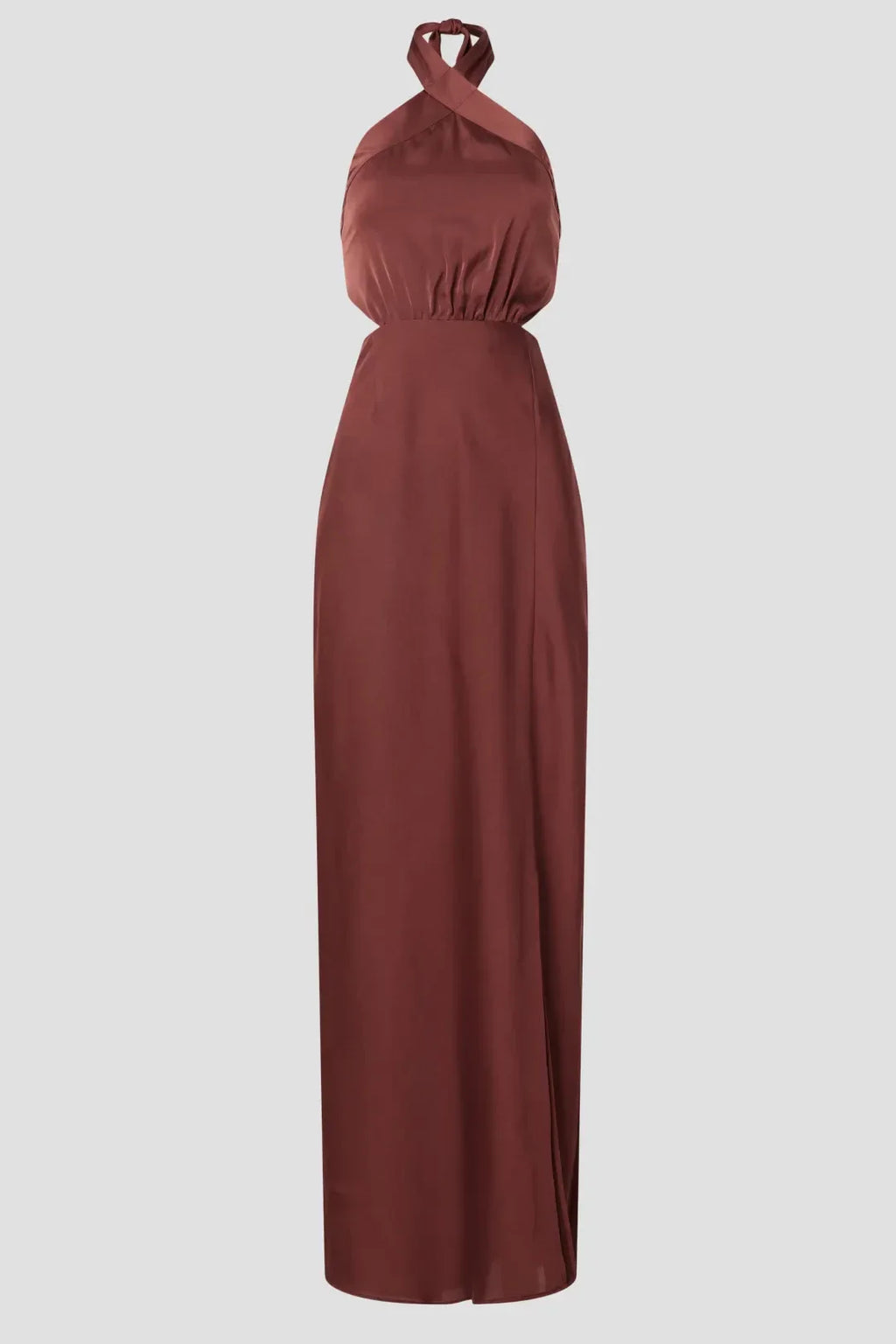 Chic Sheath Crisscross Halter Neck Sleeveless Cutout Back Floor Length Plus Size Prom Dress