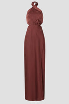 Chic Sheath Crisscross Halter Neck Sleeveless Cutout Back Floor Length Plus Size Prom Dress