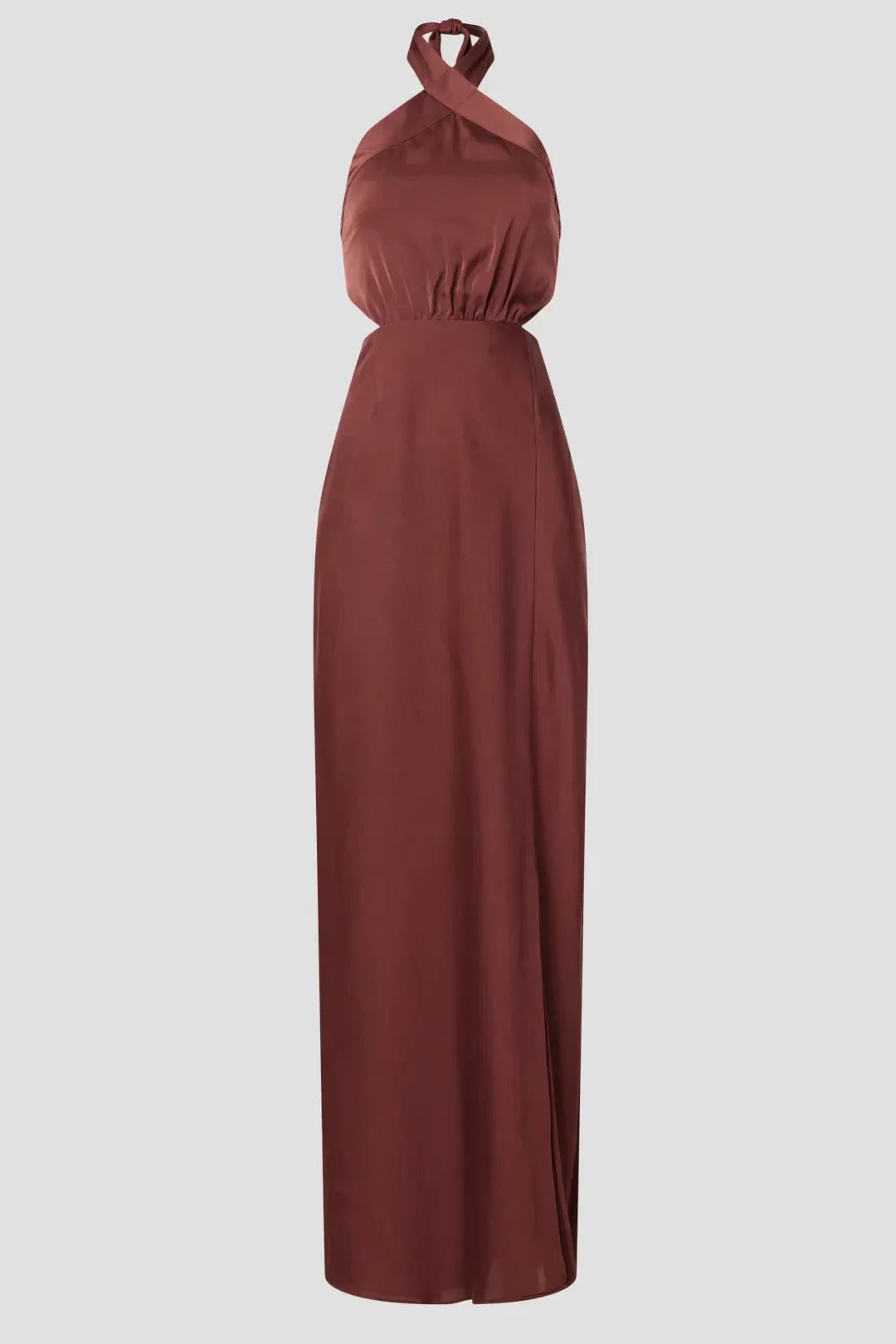 Chic Sheath Crisscross Halter Neck Sleeveless Cutout Back Floor Length Plus Size Prom Dress
