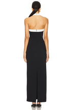 Chic Sheath Cross Halter Sleeveless Contrast Trim Slit Back Floor Length Evening Dress