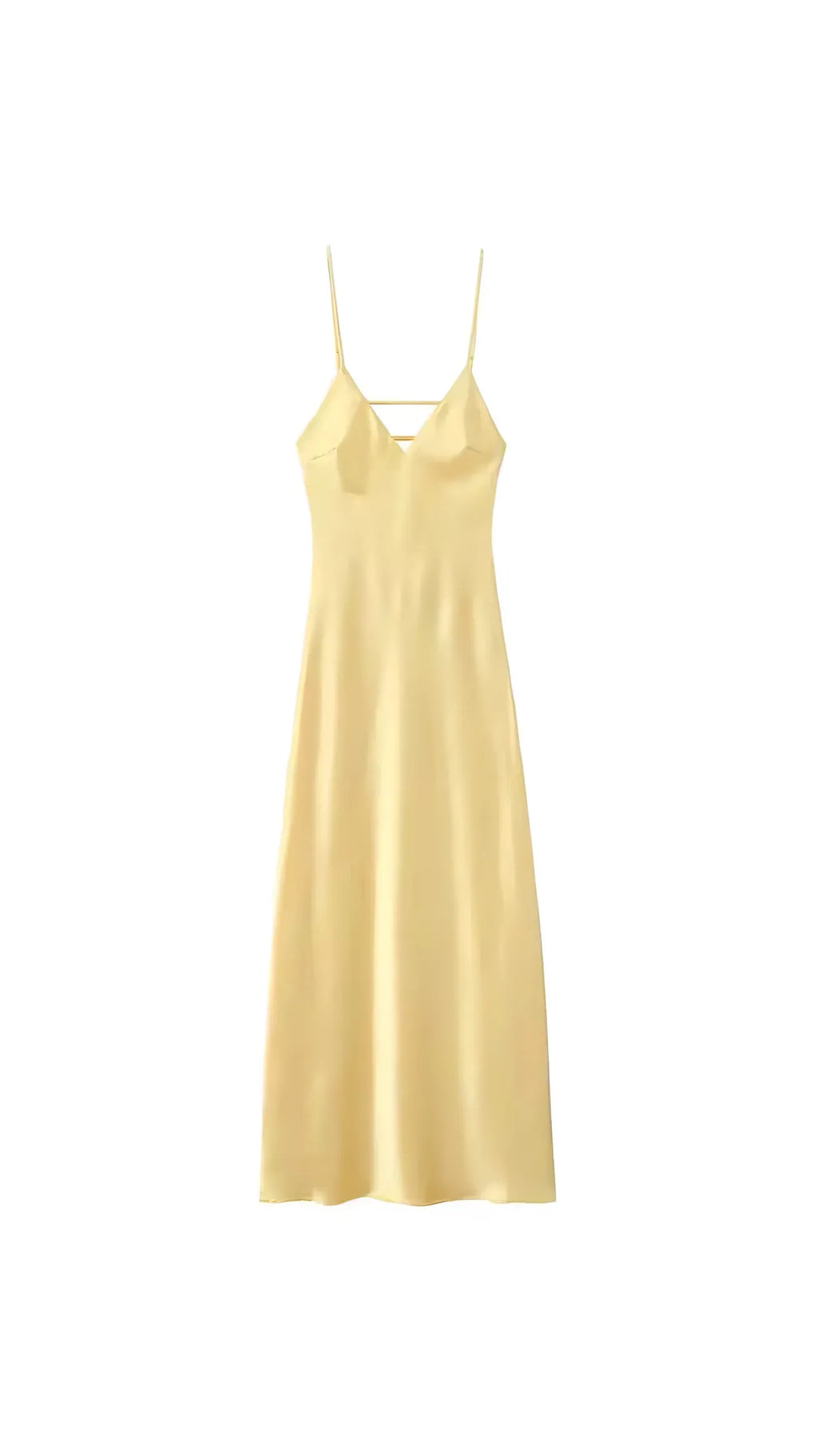 Chic Sheath Deep V Neck Spaghetti Strap Cut Out Back Midi Floor-Length Prom Dress