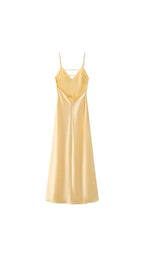 Chic Sheath Deep V Neck Spaghetti Strap Cut Out Back Midi Floor-Length Prom Dress