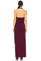 Chic Sheath Halter Neck High Slit Open Back Floor Length Prom Dress
