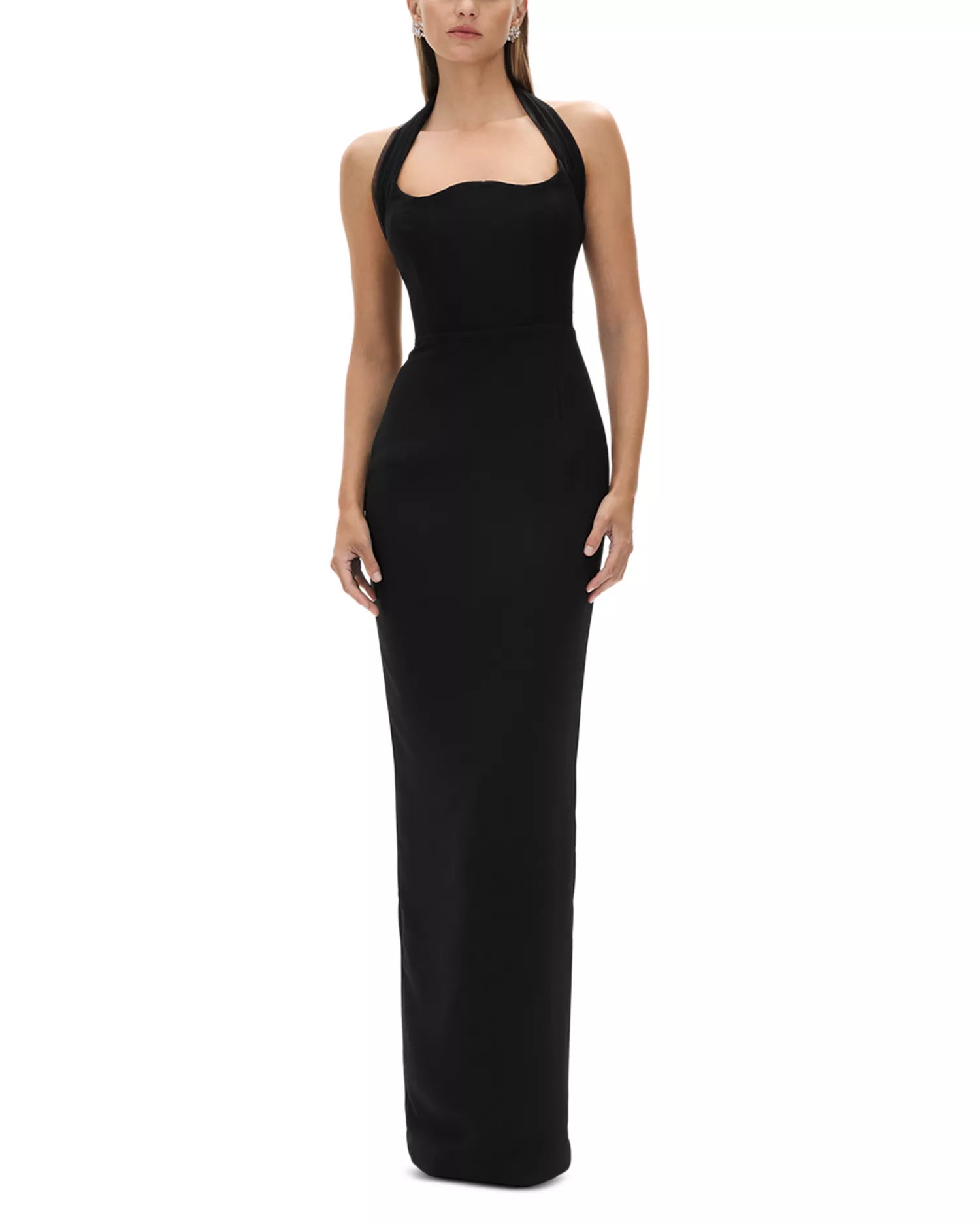 Chic Sheath Halter Neck Open Back Floor Length For Women Prom Dress